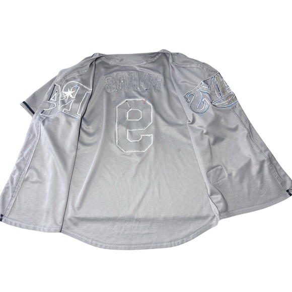 Majestic Tampa Bay Devil Rays Mens Sz 50 Jersey #9 MYERS Stitched Gray MLB - Picture 6 of 9
